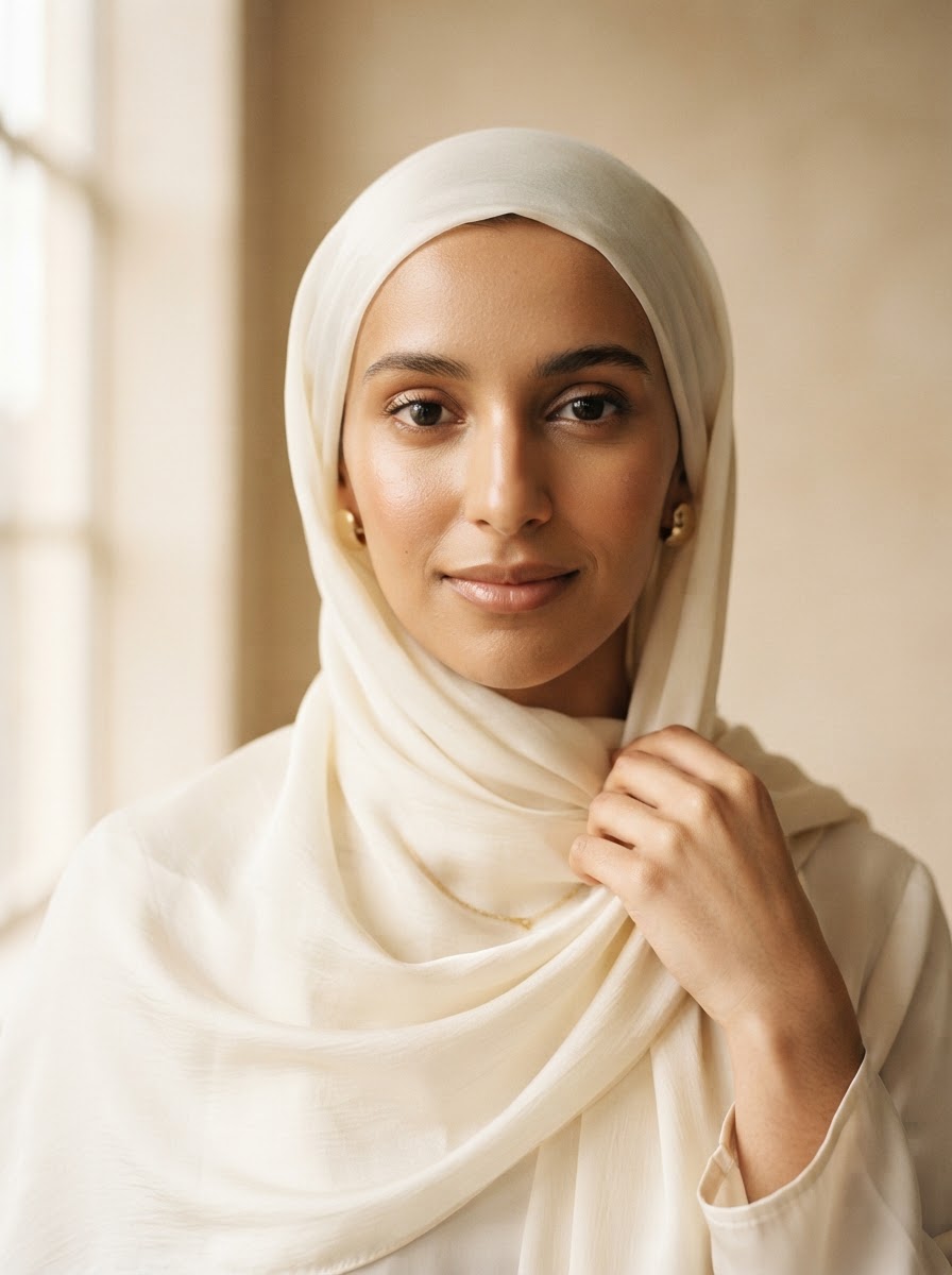 ZEROVA Instagram — hijab soie ivoire